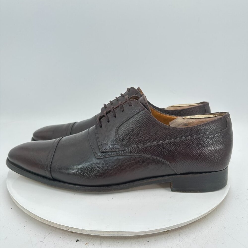Gucci Men Size US 9 UK 8.5D Brown Leather Lace Up Cap Toe Derby Dress Shoes - Picture 2 of 12